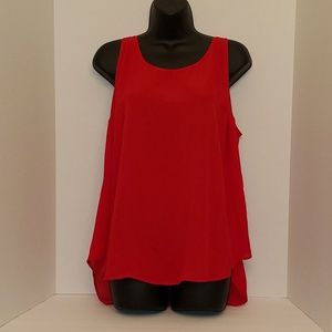 Torrid Red Sleeveless Sheer V Neck Top